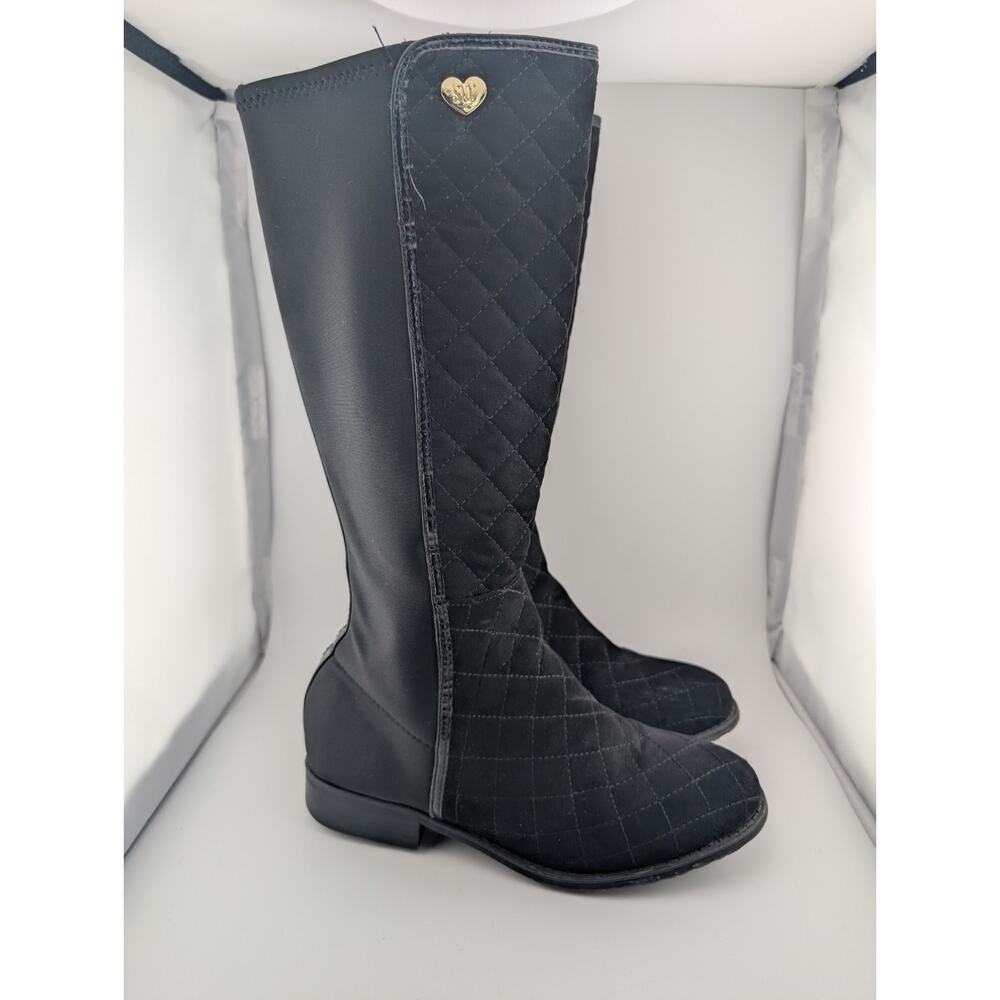 Stuart Weitzman Girls Size 3 Black Riding Boots Quilted 14" Knee High